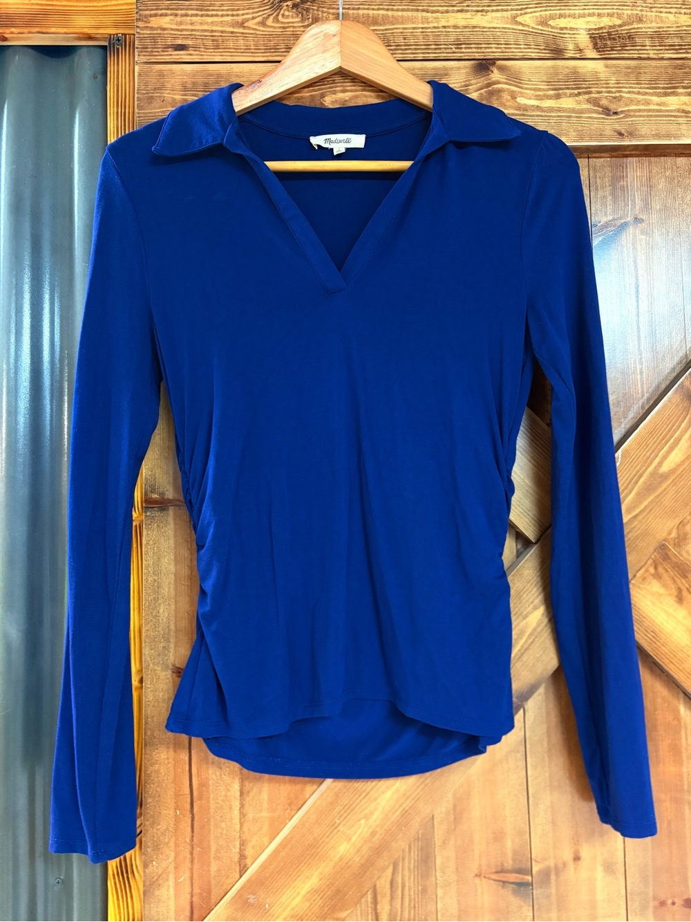 Madewell Long-Sleeve V-Neck Polo Top